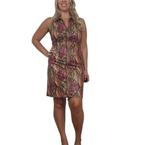Cache Vintage Snake Print Zip Bodycon Dress